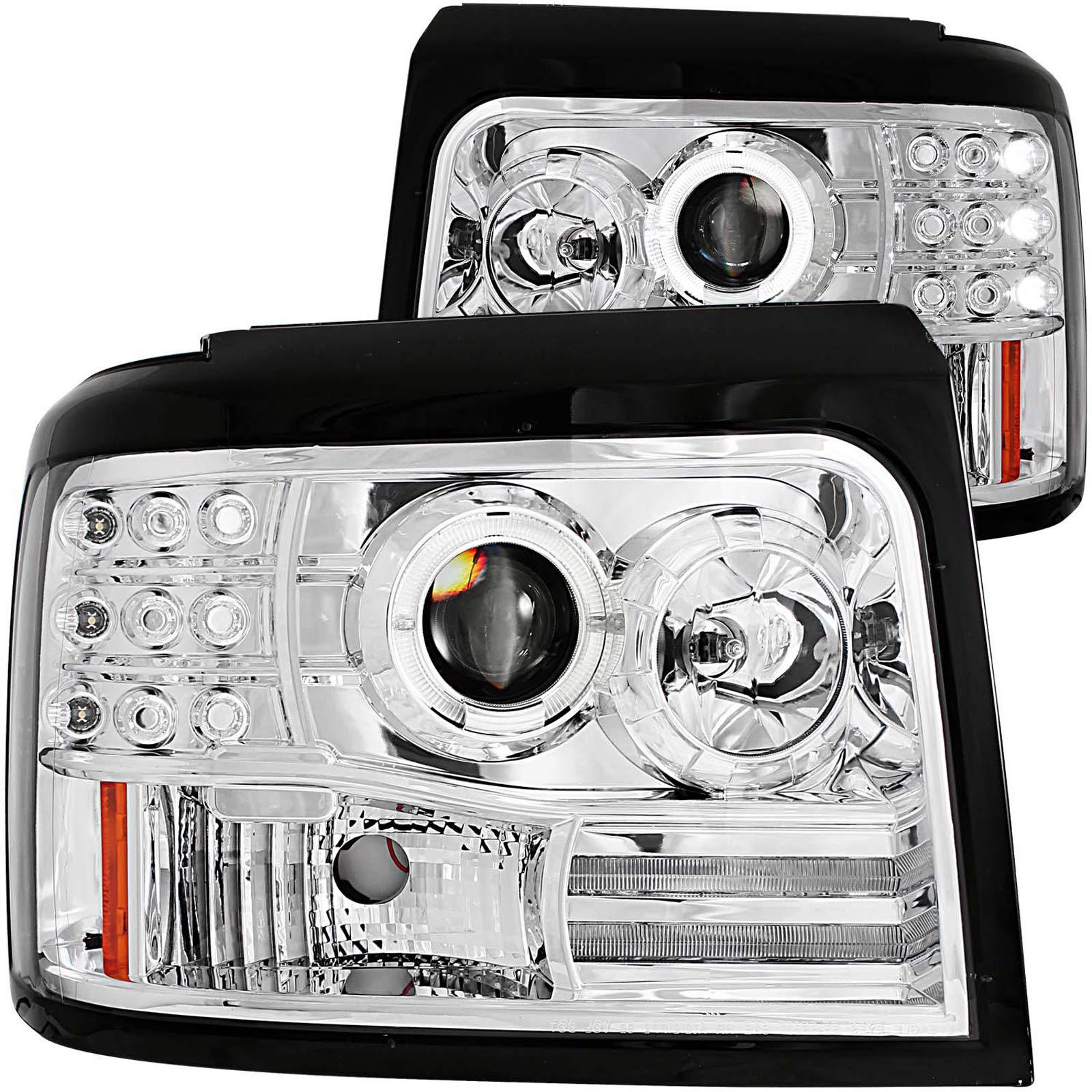 ANZO 111183 Chrome Projector Halo Headlight with Side Marker and Parking Light for Ford F-150/F-250/Bronco (Pair) - High quality product image showing ANZO 111183 Chrome Projector Halo Headlight with Side Marker and Parking Light for Ford F-150/F-250/Bronco (Pair) details and features
