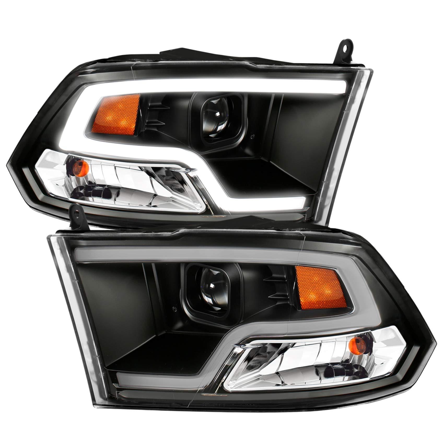 ANZO 111404 DODGE RAM 09-18 PROJECTOR PLANK STYLE HEADLIGHT w/HALO BLACK CLEAR AMBER - High quality product image showing ANZO 111404 DODGE RAM 09-18 PROJECTOR PLANK STYLE HEADLIGHT w/HALO BLACK CLEAR AMBER details and features