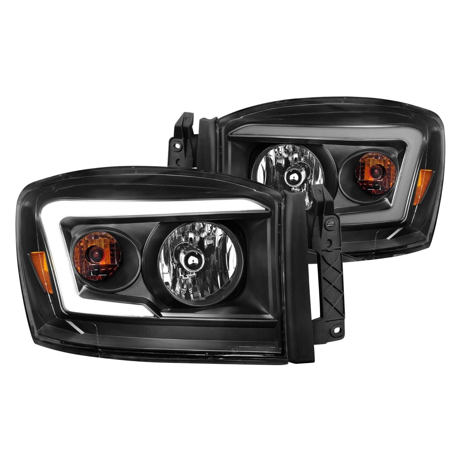 ANZO 111524 06-09 Compatible with Dodge RAM 1500/2500/3500 Headlights Black Housing/Clear Lens (w/Light Bars) - High quality product image showing ANZO 111524 06-09 Compatible with Dodge RAM 1500/2500/3500 Headlights Black Housing/Clear Lens (w/Light Bars) details and features