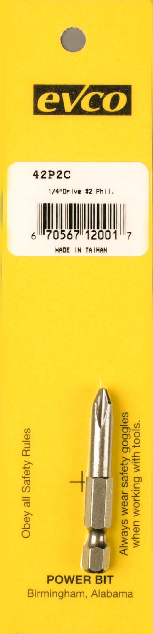 AP PRODUCTS 009-42P2C BIT, #2 Point Size/ 1/4 Inch x 2 Inch Bit Size; Phillips Power Bit; Carded - High quality product image showing AP PRODUCTS 009-42P2C BIT, #2 Point Size/ 1/4 Inch x 2 Inch Bit Size; Phillips Power Bit; Carded details and features