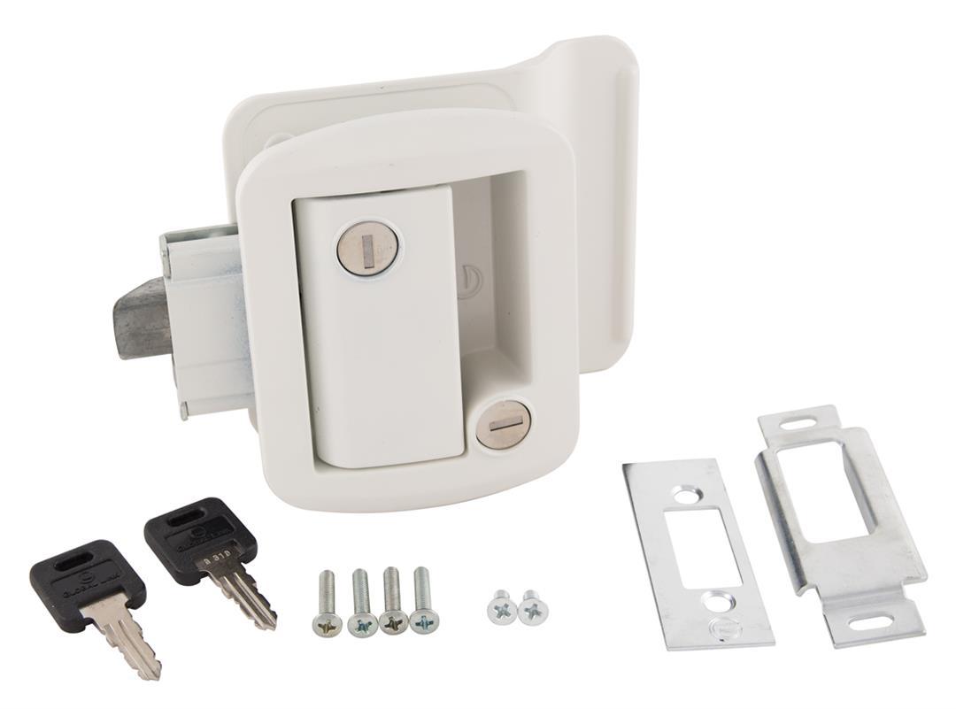 AP PRODUCTS 013571 White Global Travel Trailer Entrance Lock Set - High quality product image showing AP PRODUCTS 013571 White Global Travel Trailer Entrance Lock Set details and features