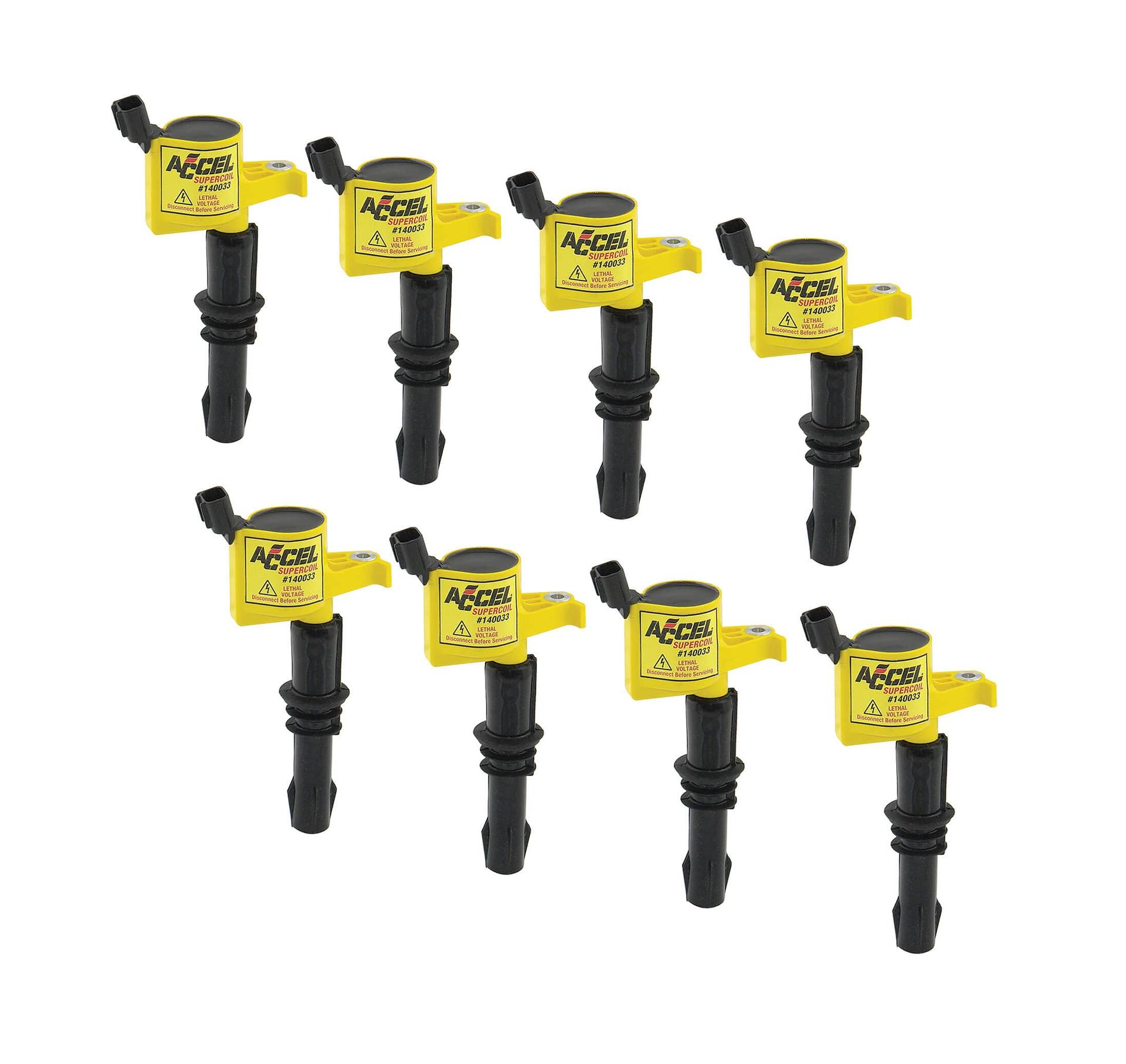 ACCEL 140033-8 SuperCoil Ignition Coil - Yellow - 8-Pack - High quality product image showing ACCEL 140033-8 SuperCoil Ignition Coil - Yellow - 8-Pack details and features