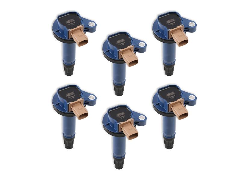 ACCEL 140646B-6 SuperCoil Ignition Coil - Blue - 6-Pack (3-Pin)
