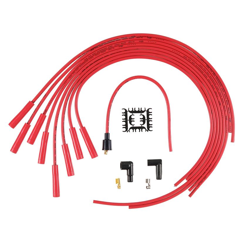 ACCEL 4040R Spark Plug Wire Set- 8mm - Red Wire with Red Straight Boots