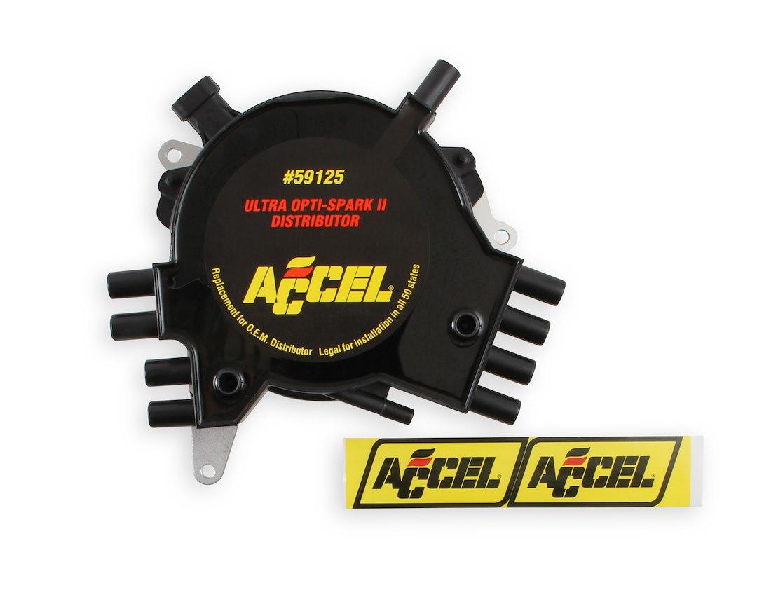 ACCEL 59125 PERF REPL DISTRIBUTOR GM, Pin Drive; GM LT1 Engine; Optical Trigger; Computer Controlled Advance; Black Crab Style Cap - High quality product image showing ACCEL 59125 PERF REPL DISTRIBUTOR GM, Pin Drive; GM LT1 Engine; Optical Trigger; Computer Controlled Advance; Black Crab Style Cap details and features