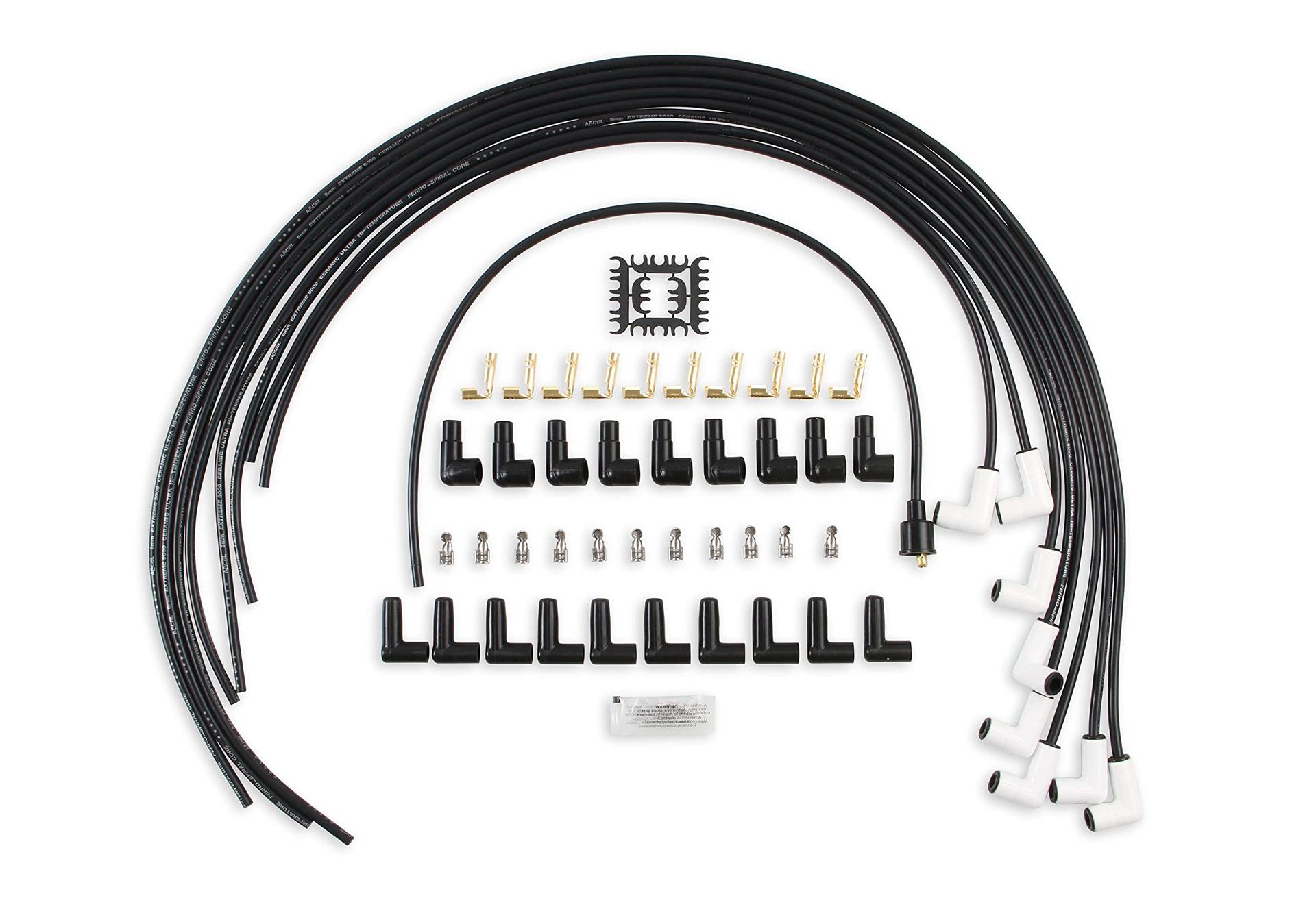 ACCEL 9001C Extreme 9000 Spark Plug Wire Set - Universal - 90 Degree White Ceramic Boots - High quality product image showing ACCEL 9001C Extreme 9000 Spark Plug Wire Set - Universal - 90 Degree White Ceramic Boots details and features