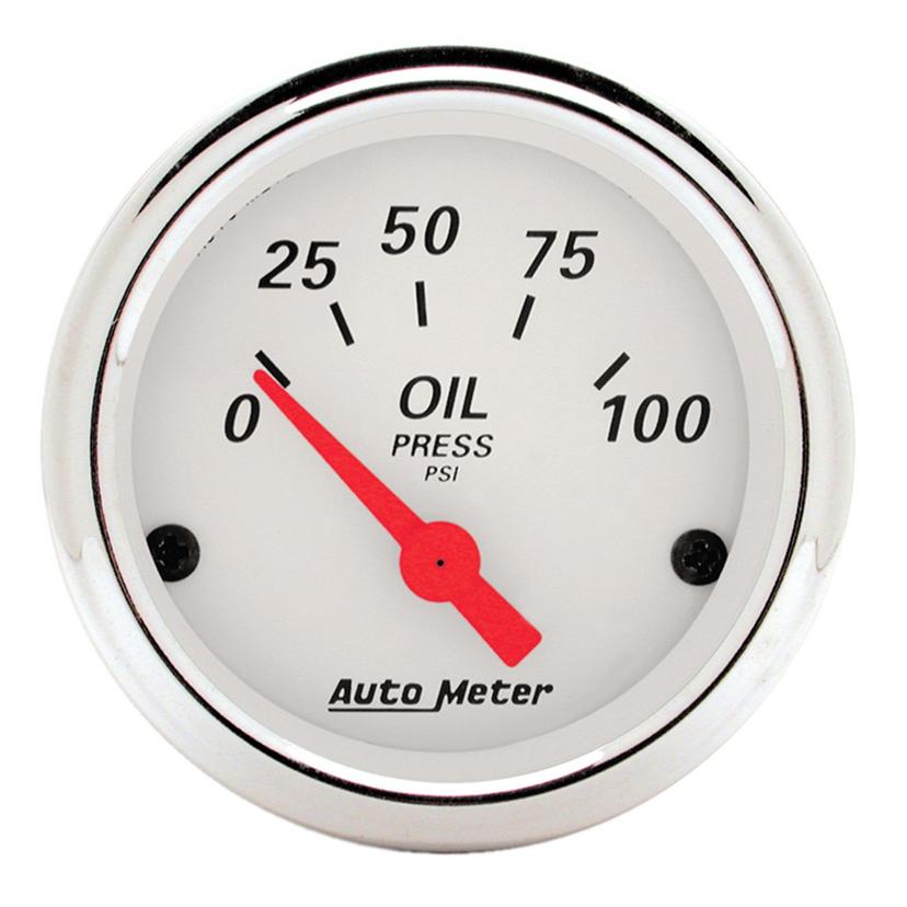 AUTO METER 1327 Gauge Oil Pressure; Arctic White; 2-1/16 Inch