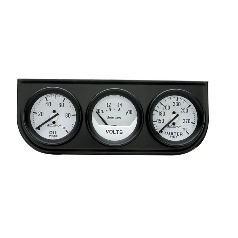 AUTO METER 2327 Autogage Mechanical Oil/Volt/Water Gauge with Black Console, 2.3125 in.