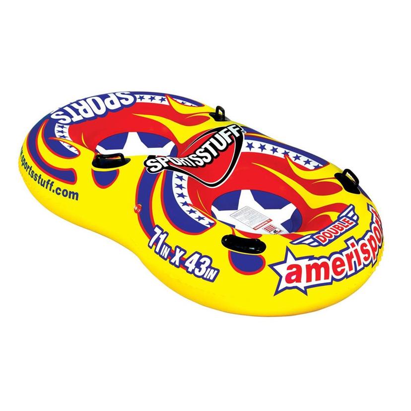 AIRHEAD 302525 DOUBLE AMERISPORT Snow Tube Yellow, Dimensions inflated (71in x 43in) (78in x 49in)
