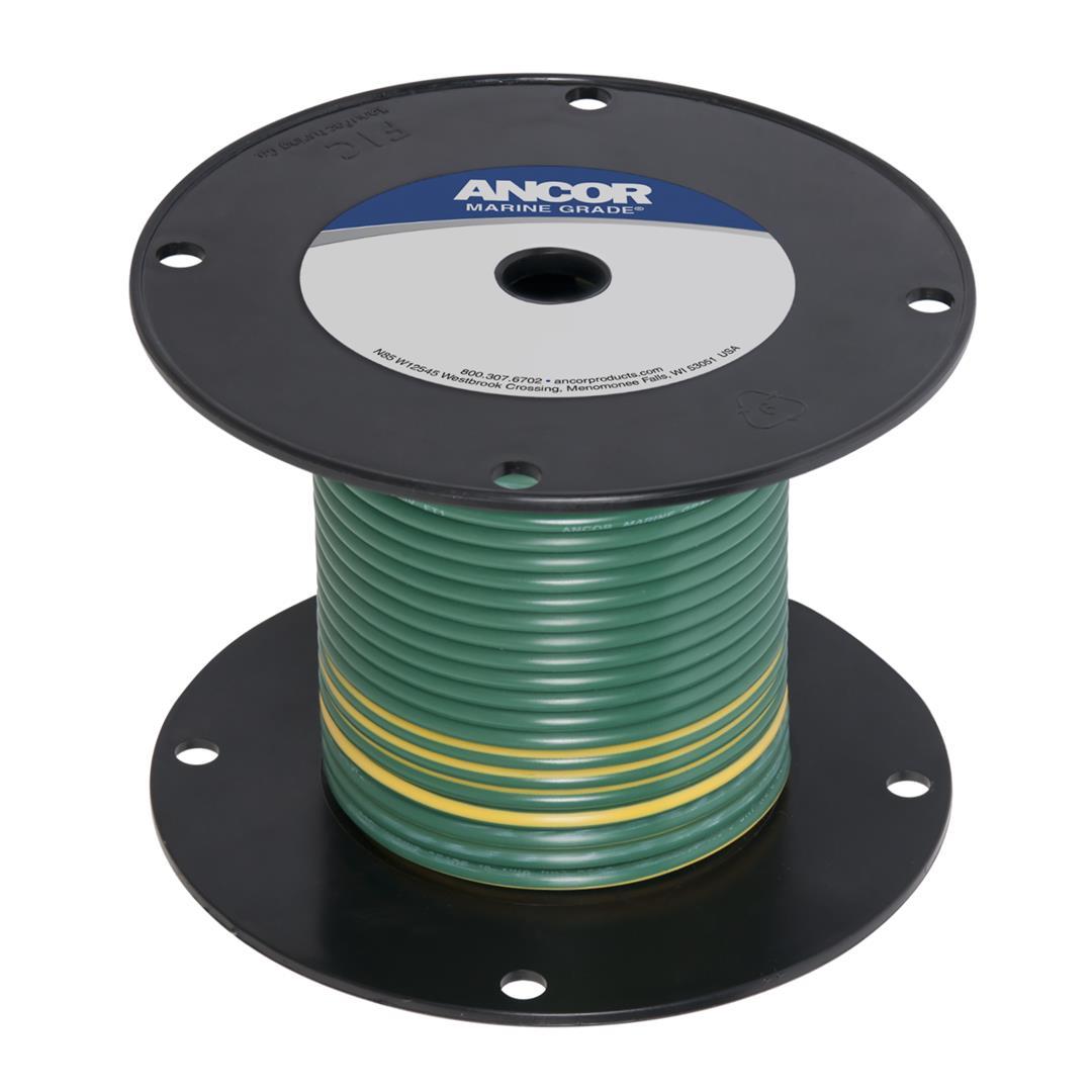 ANCOR 109310 GREEN W/YELLOW STRIPE 10 AWG TINNED COPPER WIRE - 100 - The Twister Group Tools product