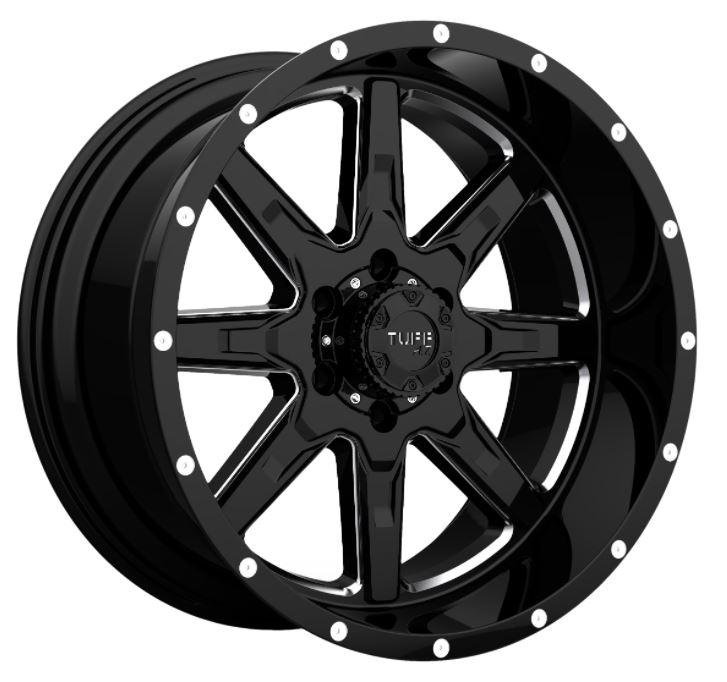 WHEEL PROS 2210T15-95114B74 TUT15 22X10 5X4.5 G-BLK MILL-19MM Gloss Black W/Milled Spokes Wheel with Aluminum (22 x 10. inches /5 x 114 mm, -19 mm Offset)