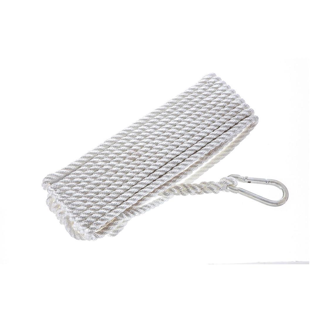 ATTWOOD 117077 11707-7 Premium Nylon Anchor Line, Twisted Nylon Line With Hook, 3/8-Inch Thick, 50 Feet Long, White - The Twister Group Tools product