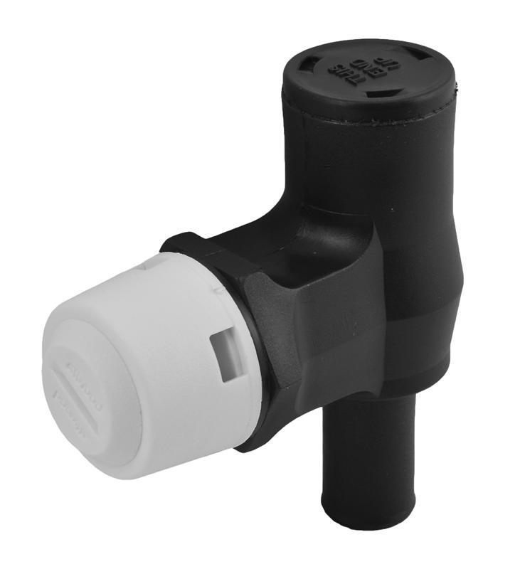 ATTWOOD 16711 90 Degree Fuel Tank Vent, Black with White Vent Head - The Twister Group Tools product