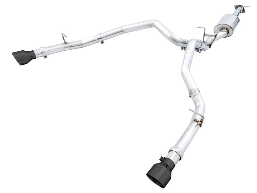 AWE 3015-33006 19-21 RAM 1500 5.7L (w/Cutouts) 0FG Dual Rear Exit Cat-Back Exhaust - Diamond Black Tips