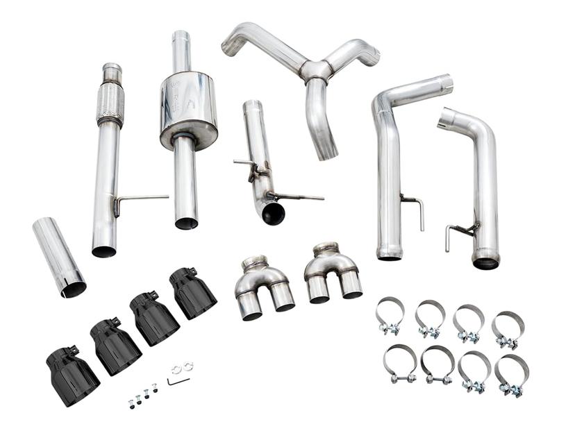 AWE 3015-43202 4th Gen GM 1500 5.3L 0FG Catback Split Rear Exit (w/Bumper Cutouts) - Quad Diamond Tips