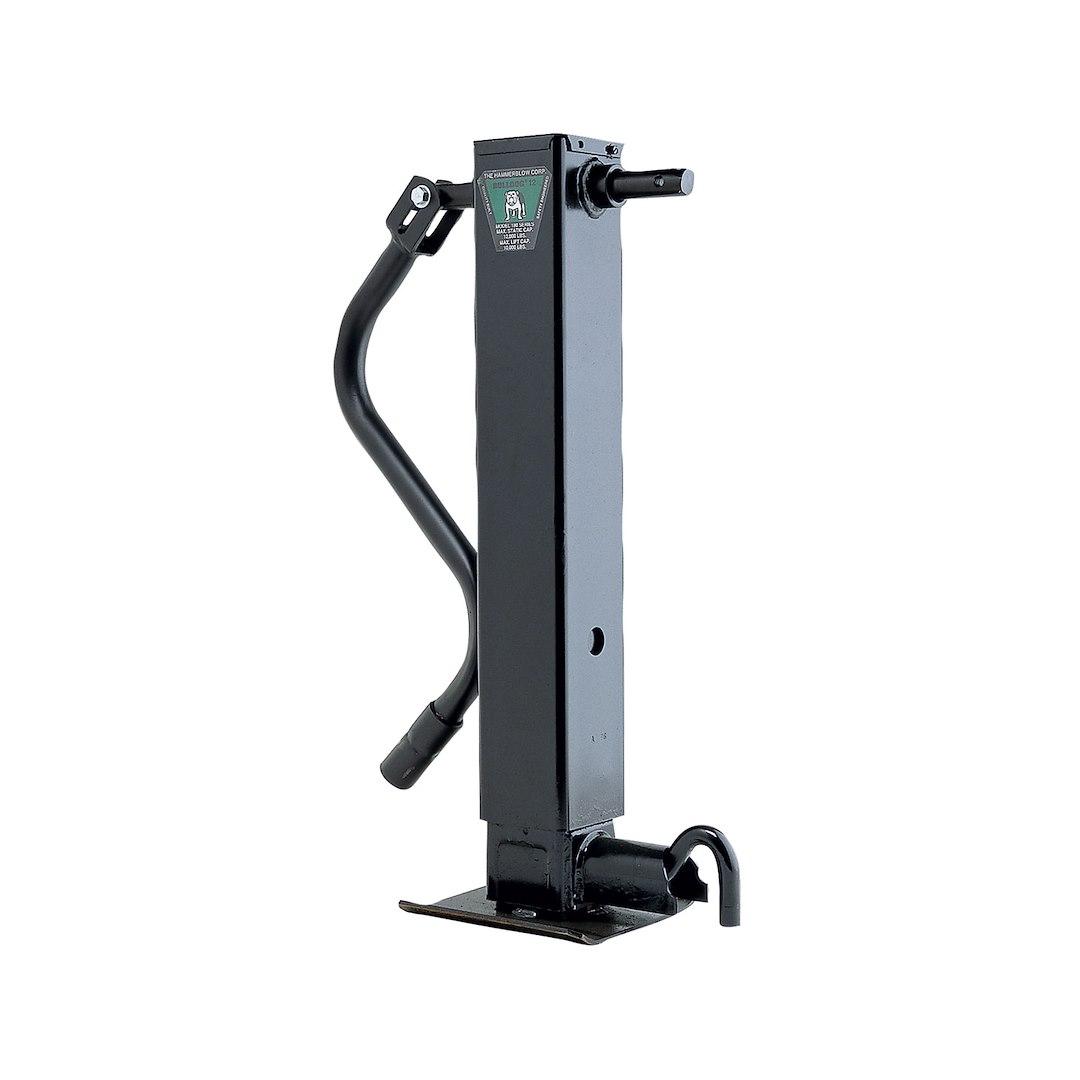 BULLDOG 182804 SWQ 180 DL-BC-SR W/CRANK, Manual Square Sidewind Jack; 10000 Pound Lift/ 12000 Pound Support Capacity; 12-1/2 Inch Travel; 27.4 Inch Retracted X 53.6 Inch Extended Height; Weld-On Mount; Painted Outer/ Inner Tube; Steel; Without Bracket - The Twister Group Tools product