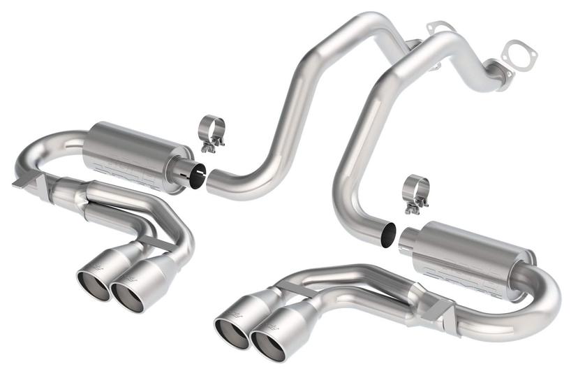BORLA 140038 Cat-Back Perf. Exhaust System for 1997-2004 Chevrolet Corvette (C5) V8 & Z06 (C5) V8 T-304 Stainless Steel S-Type Classic Dual Center Rear Exit Dual 4 INCH Rnd. Polished T-304 Tips Each Side