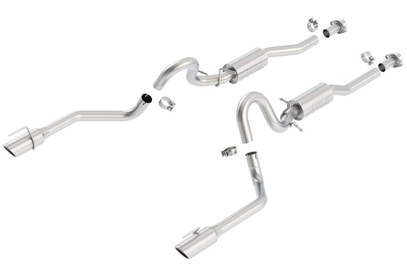 BORLA 140067 Cat-Back Performance Exhaust System for 1999-2004 Ford Mustang GT 4.6L V8 & 2003-2004 Mach 1 4.6L V8 T-304 Stainless Steel S-Type Dual Split Rear Single 4 INCH Round Chrome Tips on Each Side