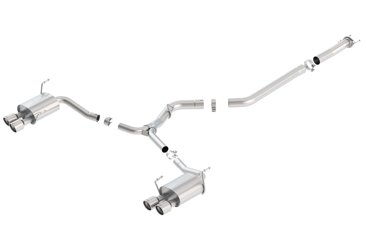 BORLA 140595 Cat-Back Perf. Exhaust Sys. for 2015-2021 Subaru Impreza WRX & WRX STI 2.0L/ 2.5L 4 Cyl. T-304 SS S-TypeDual Split Rear Exit Dual 3.5 INCH Round Polished T-304 Stainless Tips Each Side - High quality product image showing BORLA 140595 Cat-Back Perf. Exhaust Sys. for 2015-2021 Subaru Impreza WRX & WRX STI 2.0L/ 2.5L 4 Cyl. T-304 SS S-TypeDual Split Rear Exit Dual 3.5 INCH Round Polished T-304 Stainless Tips Each Side details and features