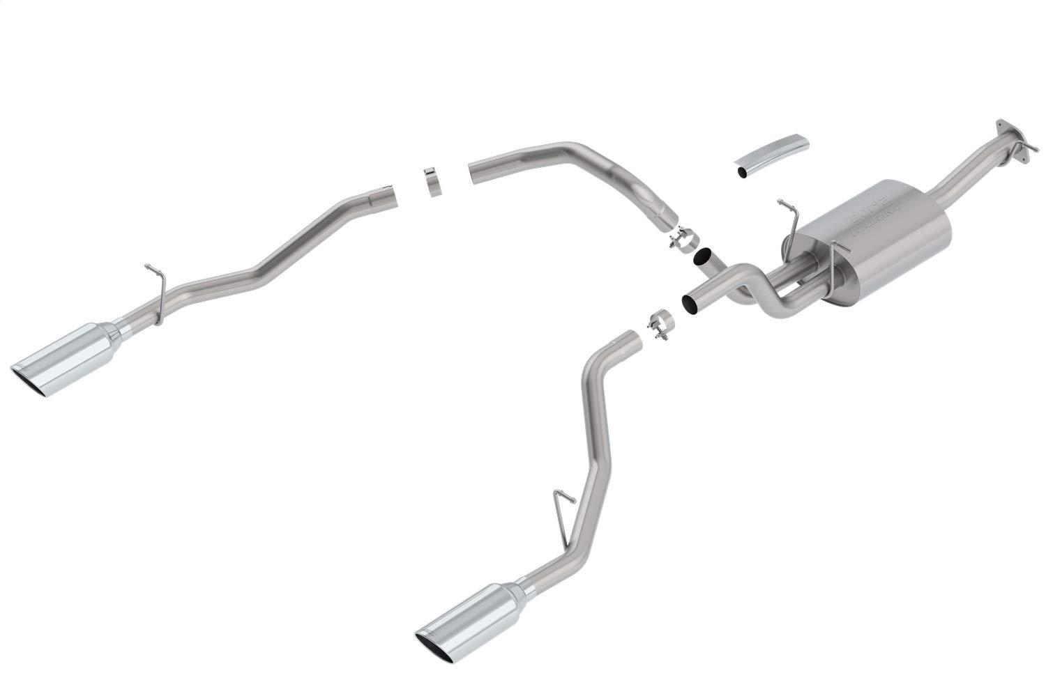BORLA 140758 Exhaust System; Touring Cat Back System; T-304 Stainless Steel; With Mufflers; 3 INCH Diameter To 2.5 INCH: Single Exhaust Dual Exit; 5 INCH Single Round Rolled Angle-Cut Polished - High quality product image showing BORLA 140758 Exhaust System; Touring Cat Back System; T-304 Stainless Steel; With Mufflers; 3 INCH Diameter To 2.5 INCH: Single Exhaust Dual Exit; 5 INCH Single Round Rolled Angle-Cut Polished details and features