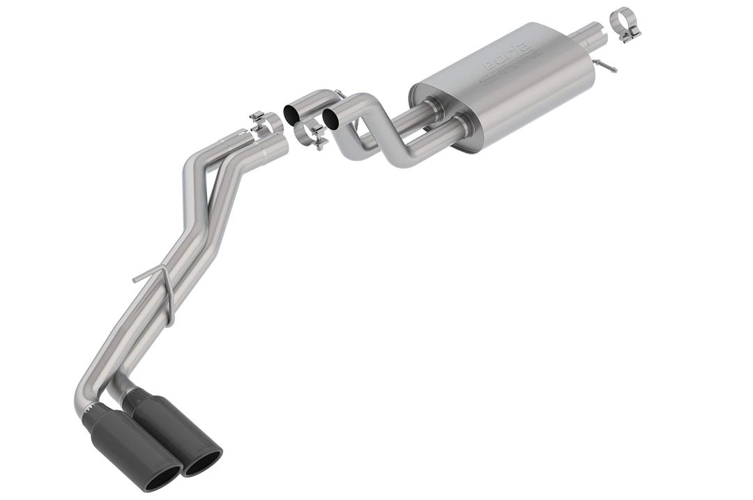 BORLA 140789BC Cat-Back Performance Exhaust System for 2019-2023 Ford Ranger 4 Cyl. T-304 Stainless Steel S-Type Sound Dual Right Side Exit Single 4 INCH Round Black Chrome Tip On Each Tail Pipe - The Twister Group Tools product