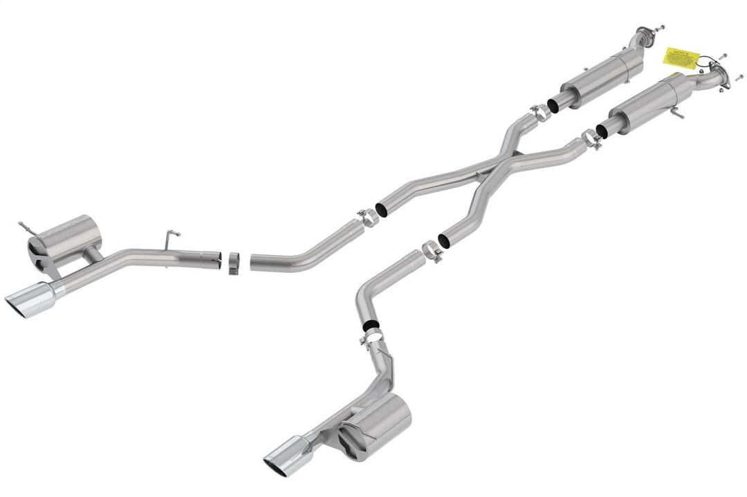 BORLA 140791 S-Type Cat-Back Exhaust System 2.75 in. Pipe 4.5 in. Tip Single Round Rolled Angle Cut Single Split Rear Exit T-304 Stainless Steel S-Type Cat-Back Exhaust System - The Twister Group Tools product