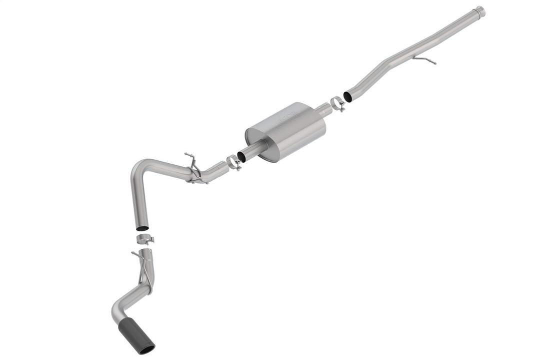 BORLA 140794BC S-Type Cat-Back Exhaust System 3 in. Into Muffler True Dual 4.0 in. x 11.50 in. Single Rolled Angle-Cut Tip Truck Side Exit Black Chrome S-Type Cat-Back Exhaust System - The Twister Group Tools product