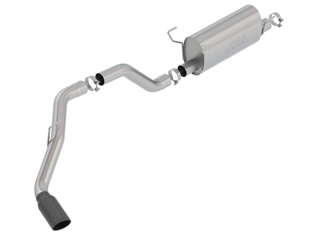 BORLA 140801BC S-Type Cat-Back Exhaust System 3.5 in. Pipe 5 in. Tip Single Round Rolled Angle Cut Black Chrome Truck Side Exit T-304 Stainless Steel S-Type Cat-Back Exhaust System - The Twister Group Tools product