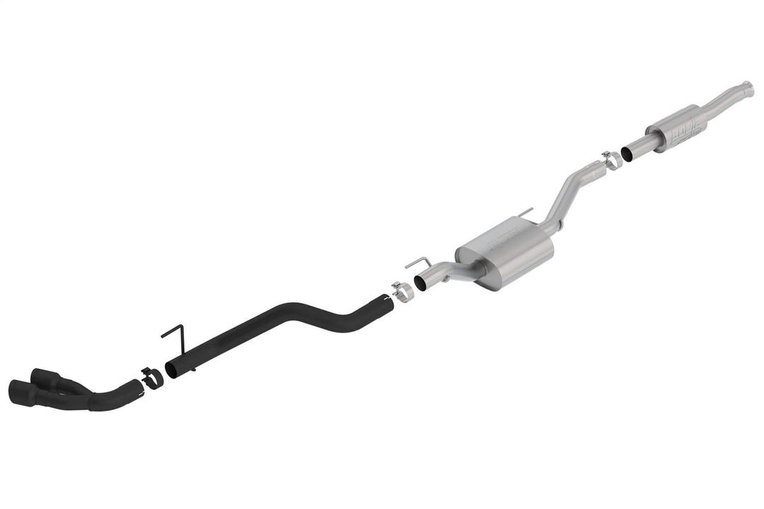 BORLA 140813CB ATAK Cat-Back Exhaust System 2.75 in. Pipe 3.5 in. Tip Dual Round Angle Cut Ceramic Black Truck Side Exit T-304 Stainless Steel ATAK Cat-Back Exhaust System - The Twister Group Tools product