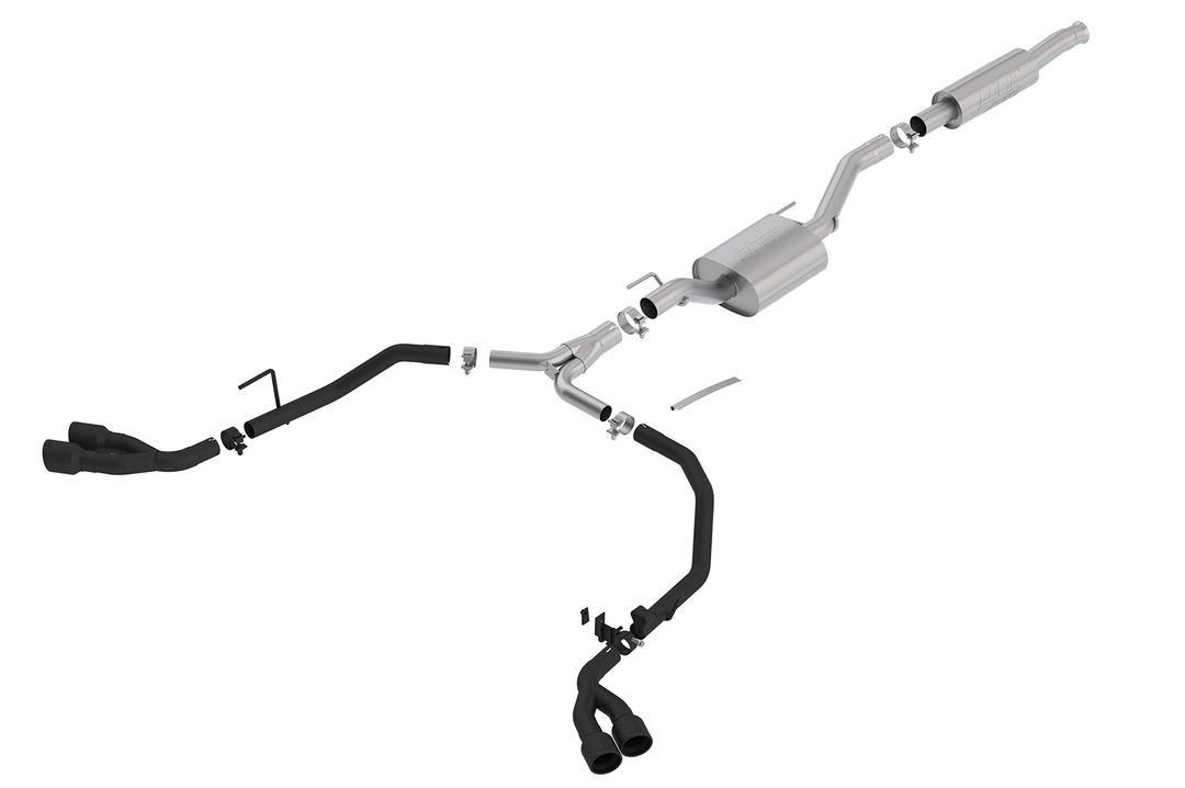 BORLA 140816CB Cat-Back Performance Exhaust System for 2020-2023 Jeep Galdiator JT 3.V6 T-304 Stainless Steel ATAK Sound Dual Rear Side Exit Dual 3.5 INCH Black Coated Tips Each Side - The Twister Group Tools product