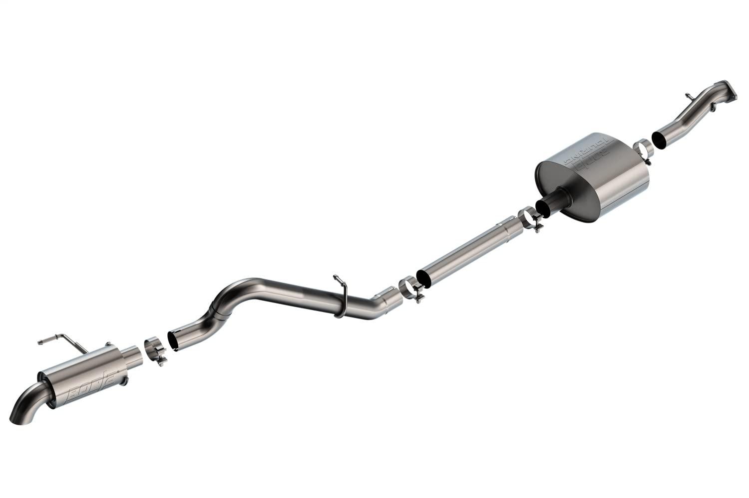 BORLA 140901 21-22 Ford Bronco 2.7L 2DR/4DR T-304 Stainless Steel Cat-Back Touring Exhaust - Brushed - High quality product image showing BORLA 140901 21-22 Ford Bronco 2.7L 2DR/4DR T-304 Stainless Steel Cat-Back Touring Exhaust - Brushed details and features