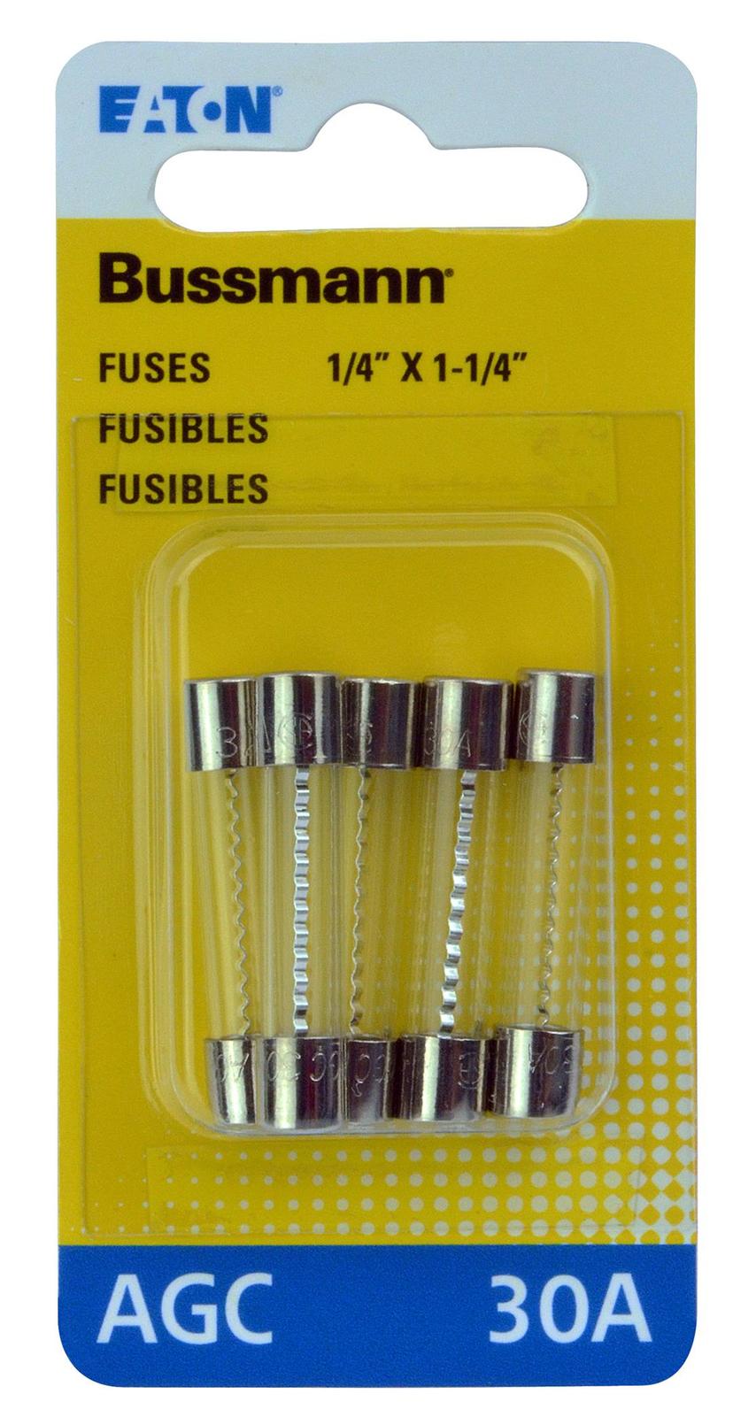 BUSSMANN BPAGC30RP Bussman BP/AGC-30 RP 30 Amp Fuses 5 Count