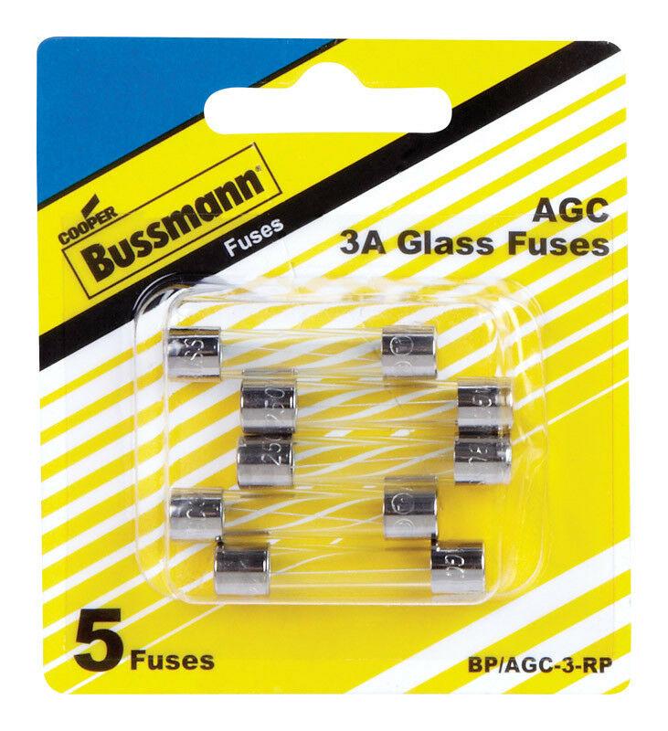 BUSSMANN BPAGC3RP BP/AGC-3 RP 3 Amp Fuses 5 Count