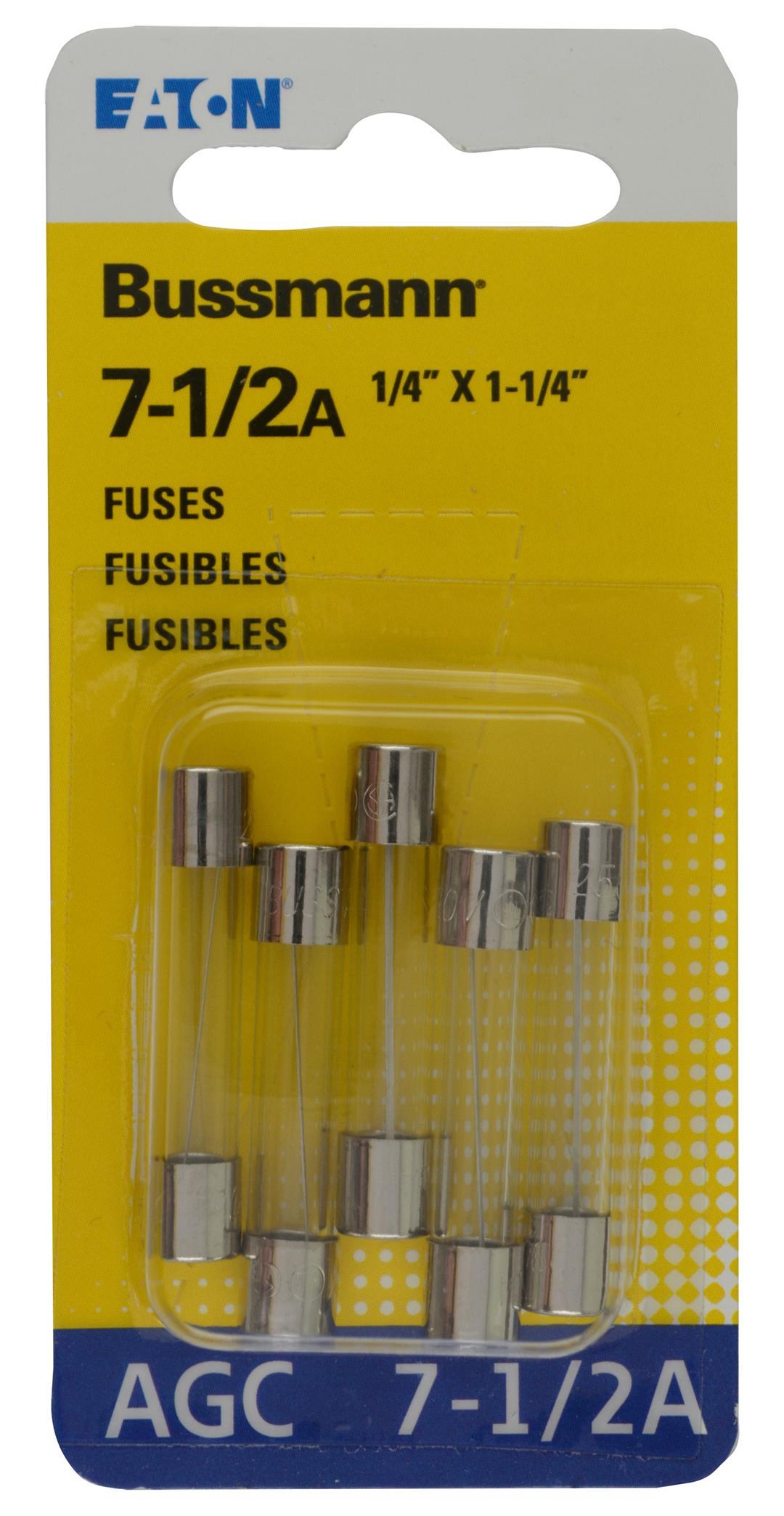 BUSSMANN BPAGC712RP BP/AGC-7-1/2 RP 7-1/2 Amp Fuses 5 Count - Product image