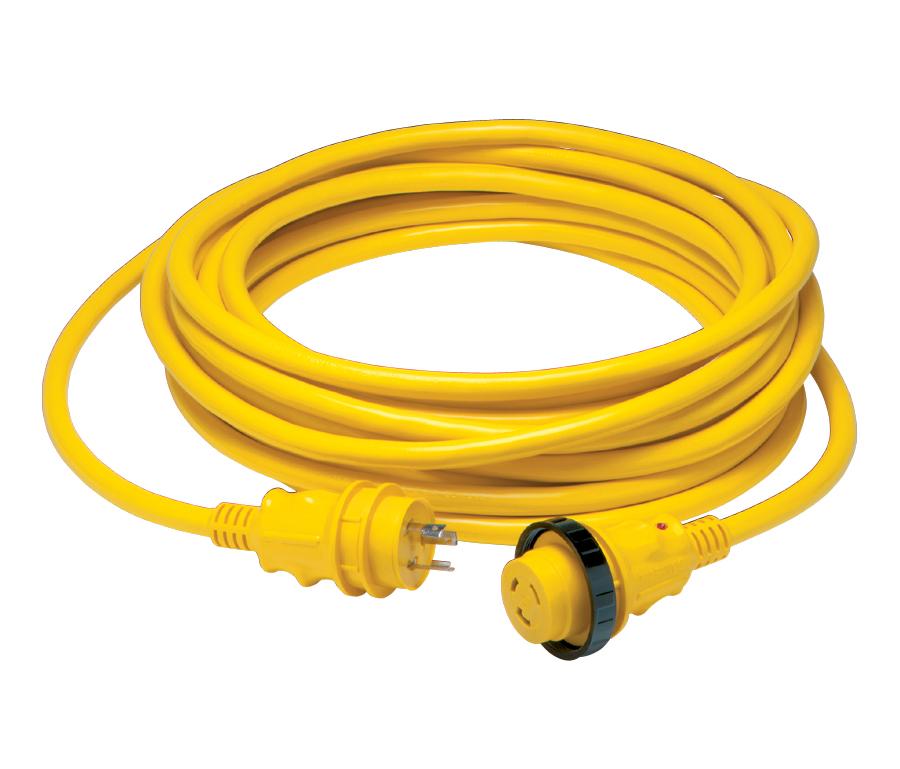 BEP 199119 30 AMP POWER CORD PLUS CORDSET - 50, Power Supply Cord; 30 Amp/ 125 Volt AC; 50 Foot Length; 3 Prong L5-30P Male Plug And NEMA 5-30R Female Connector; 10 Gauge Wire; UL/ CSA Certified; Yellow - High quality product image showing BEP 199119 30 AMP POWER CORD PLUS CORDSET - 50, Power Supply Cord; 30 Amp/ 125 Volt AC; 50 Foot Length; 3 Prong L5-30P Male Plug And NEMA 5-30R Female Connector; 10 Gauge Wire; UL/ CSA Certified; Yellow details and features
