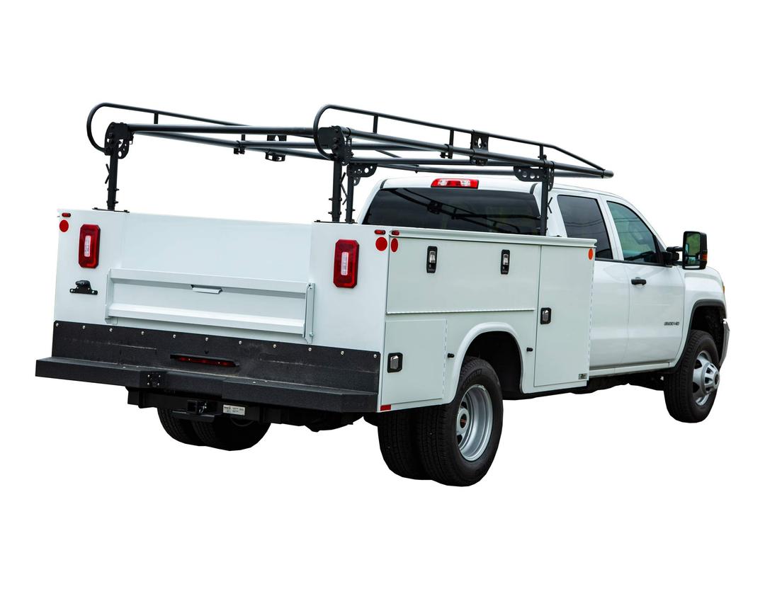 BUYERS PROD 1501250 Steel Service Body Ladder Rack, 162 Inch Length, 1000lb Limit, Black Powder-Coat, Bolt On Mount, Contractor Rack for Service Body Truck, Cargo Rack for Truck - The Twister Group Tools product