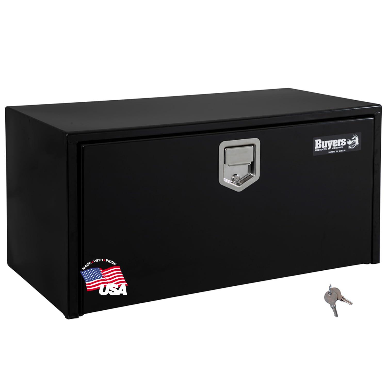 BUYERS PROD 1702100 Steel Underbody Truck Tool Box With Paddle Latch, 18 x 18 x 24 Inch, Made in the USA, Black Truck Box For Storage & Organization, Durable Contractor Job Box - High quality product image showing BUYERS PROD 1702100 Steel Underbody Truck Tool Box With Paddle Latch, 18 x 18 x 24 Inch, Made in the USA, Black Truck Box For Storage & Organization, Durable Contractor Job Box details and features