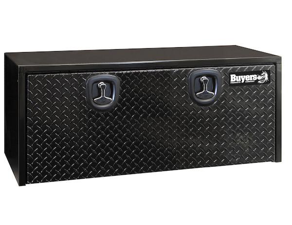 BUYERS PROD 1702510 Black Powder-Coated Steel Underbody Truck Box with Aluminum Diamond Tread Door, 18 x 18 x 48 Inch, Contractor Toolbox For Organization And Storage, Job Tool Chest