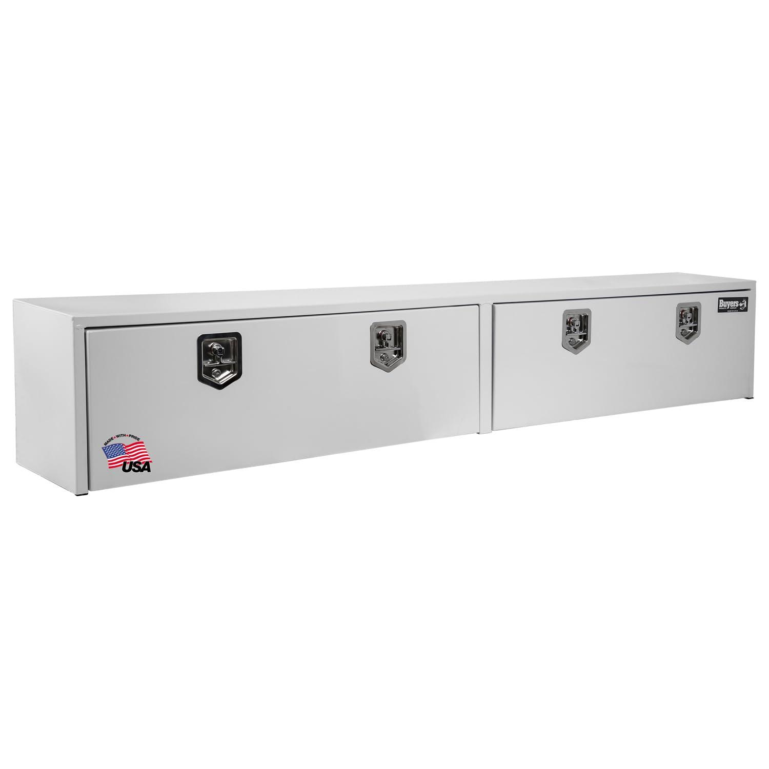BUYERS PROD 1702860 White Steel Topsider Truck Box With T-Handle Latch, 16 x 13 x 96 Inch, Truck Tool Box For Storage and Organization, Lockable Tool Chest For Work Trucks - High quality product image showing BUYERS PROD 1702860 White Steel Topsider Truck Box With T-Handle Latch, 16 x 13 x 96 Inch, Truck Tool Box For Storage and Organization, Lockable Tool Chest For Work Trucks details and features
