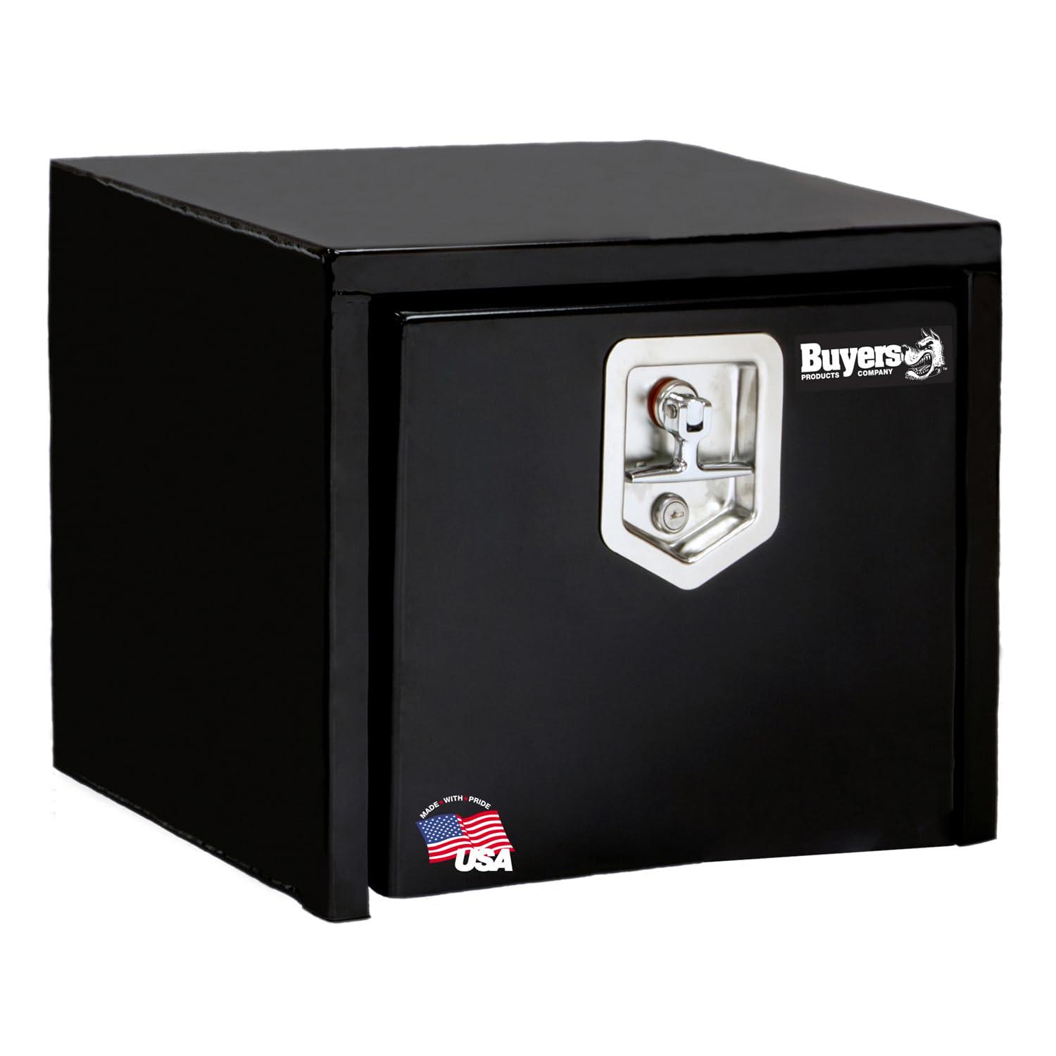 BUYERS PROD 1703349 Black Steel Underbody Truck Box with T-Handle Latch, 14 x 12 x 18 Inch, Contractor Toolbox For Organization And Storage, Job Tool Chest - High quality product image showing BUYERS PROD 1703349 Black Steel Underbody Truck Box with T-Handle Latch, 14 x 12 x 18 Inch, Contractor Toolbox For Organization And Storage, Job Tool Chest details and features