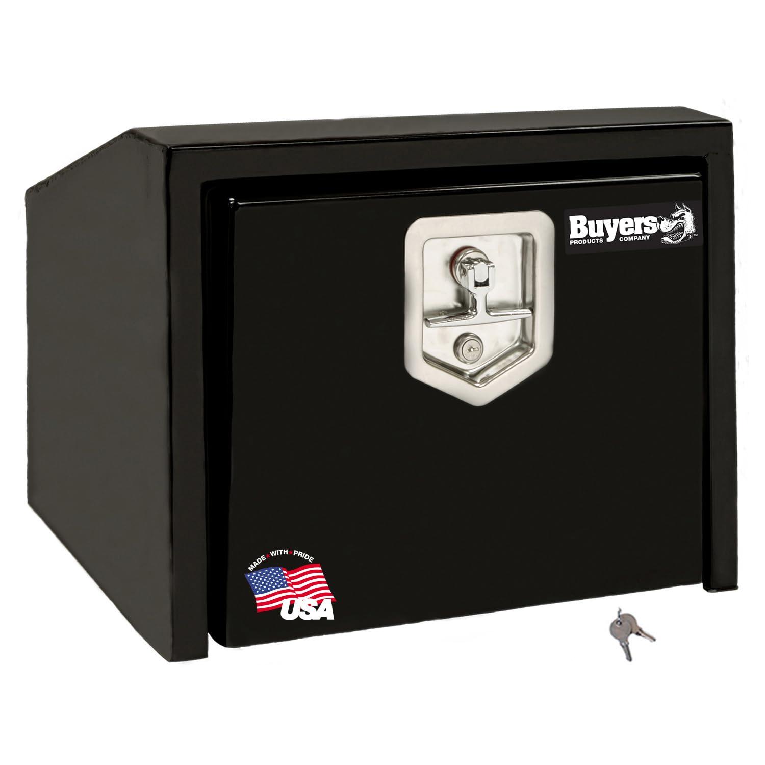 BUYERS PROD 1703351 Underbody Truck Box With Slanted Back, Black Steel, 14/10.5 x 12 x 18 Inches - High quality product image showing BUYERS PROD 1703351 Underbody Truck Box With Slanted Back, Black Steel, 14/10.5 x 12 x 18 Inches details and features