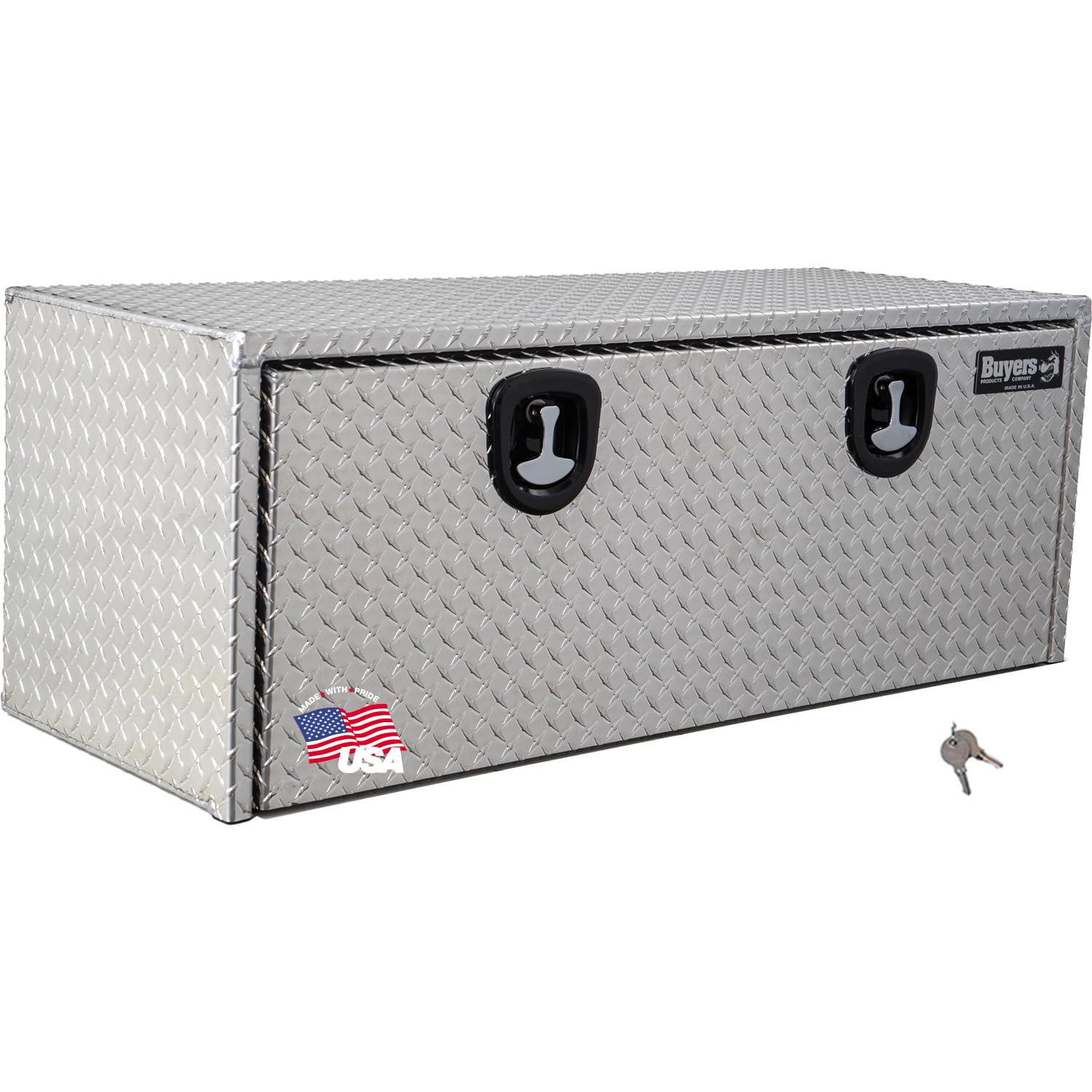 BUYERS PROD 1705110 Diamond Tread Aluminum Underbody Truck Box with T-Handle Latch, 18 x 18 x 48 Inch - High quality product image showing BUYERS PROD 1705110 Diamond Tread Aluminum Underbody Truck Box with T-Handle Latch, 18 x 18 x 48 Inch details and features