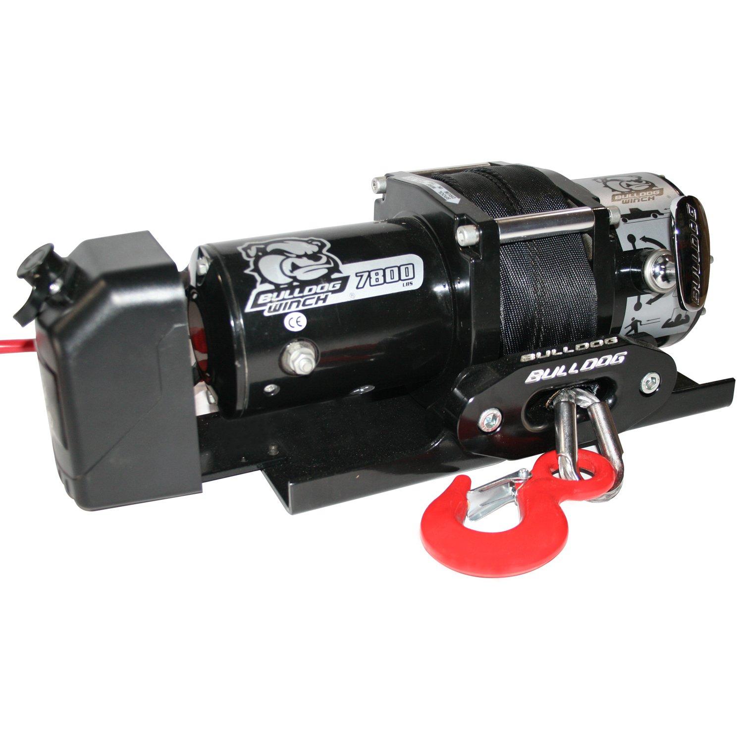 BULLDOG WINCH 10032 Trailer Winch (7800lb Trailer with 50 Ft. Synthetic Rope, CNC Billet Aluminum Hawse Fairlead, Mounting Plate, Low Profile) - High quality product image showing BULLDOG WINCH 10032 Trailer Winch (7800lb Trailer with 50 Ft. Synthetic Rope, CNC Billet Aluminum Hawse Fairlead, Mounting Plate, Low Profile) details and features