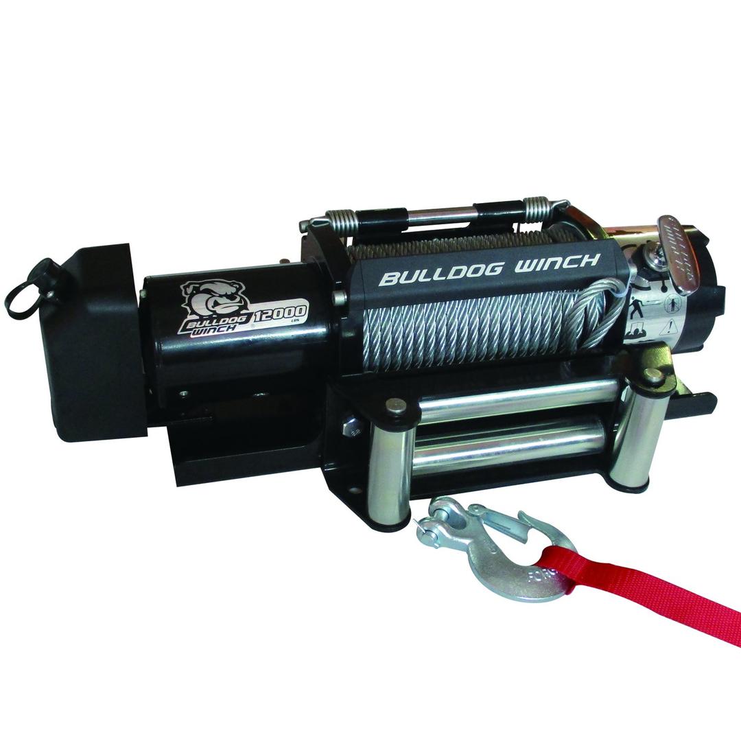 BULLDOG WINCH 10039 Trailer Winch (12000lb Trailer with 90 Ft. Wire Rope, Roller Fairlead, Mounting Plate, Low Profile) - The Twister Group Tools product