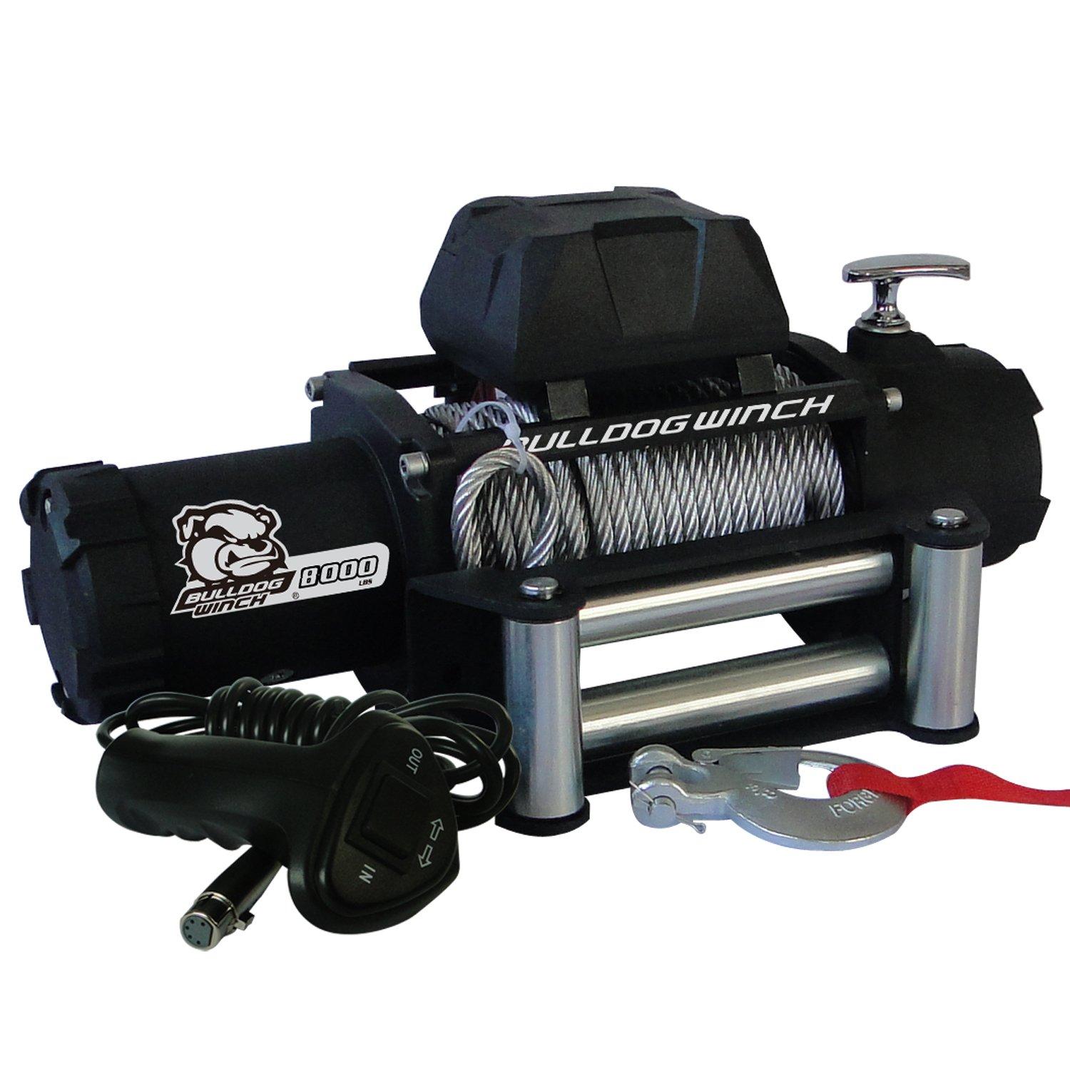 BULLDOG WINCH 10041 Standard Winch (8000lbwith 5.2hp Series Wound Motor, Roller Fairlead, 100 Ft. Wire Rope) - High quality product image showing BULLDOG WINCH 10041 Standard Winch (8000lbwith 5.2hp Series Wound Motor, Roller Fairlead, 100 Ft. Wire Rope) details and features