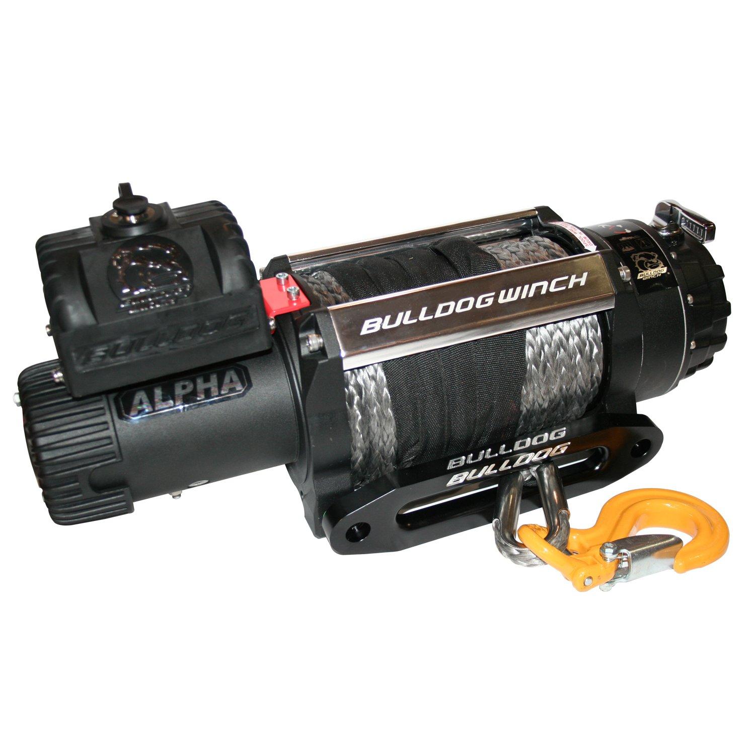 BULLDOG WINCH 10048 Alpha Series Winch with 6.8Hp Series Wound Motor (100 ft. Synthetic Rope, CNC Billet Aluminum Hawse Fairlead 15000lb) - High quality product image showing BULLDOG WINCH 10048 Alpha Series Winch with 6.8Hp Series Wound Motor (100 ft. Synthetic Rope, CNC Billet Aluminum Hawse Fairlead 15000lb) details and features