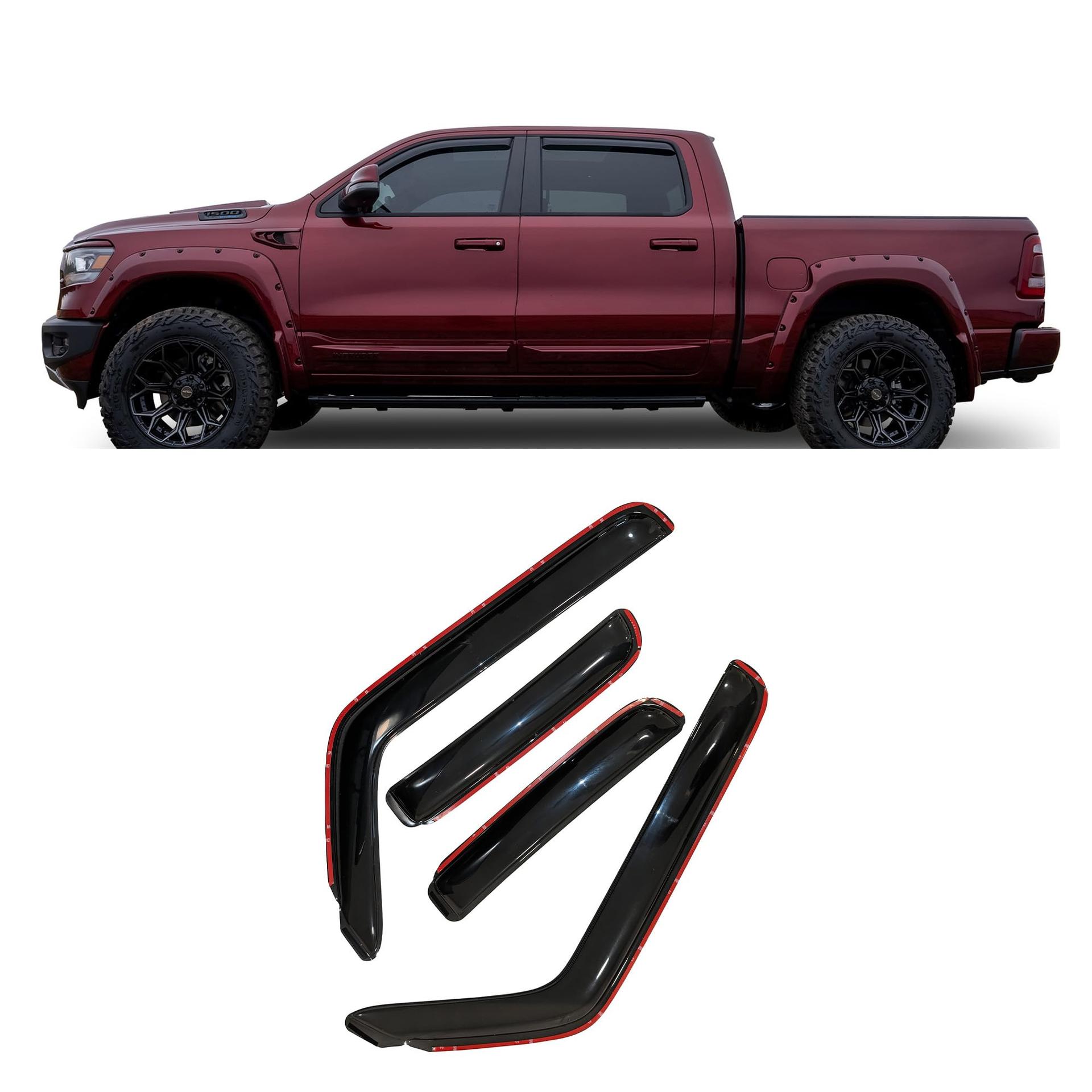 BLACK HORSE 1494768IN [BHOR] in Channel Rain Guards/Wind Deflectors Compatible with 2016-2023 Toyota Tacoma Smoke 4 PCs - High quality product image showing BLACK HORSE 1494768IN [BHOR] in Channel Rain Guards/Wind Deflectors Compatible with 2016-2023 Toyota Tacoma Smoke 4 PCs details and features