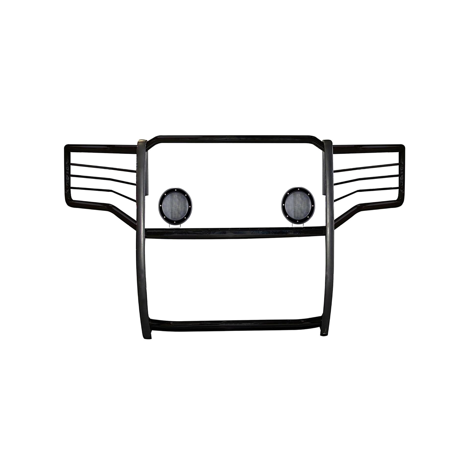 BLACK HORSE 17GS14MA-PLFB Grille brush Bumper Guard Modular Black Come with Pair of 5.3 INCH Dia.LED Lights with Black Trim Rings Compatible with 2015-2019 GMC Sierra 2500 HD|2015-2019 GMC Sierra 3500 HD - High quality product image showing BLACK HORSE 17GS14MA-PLFB Grille brush Bumper Guard Modular Black Come with Pair of 5.3 INCH Dia.LED Lights with Black Trim Rings Compatible with 2015-2019 GMC Sierra 2500 HD|2015-2019 GMC Sierra 3500 HD details and features