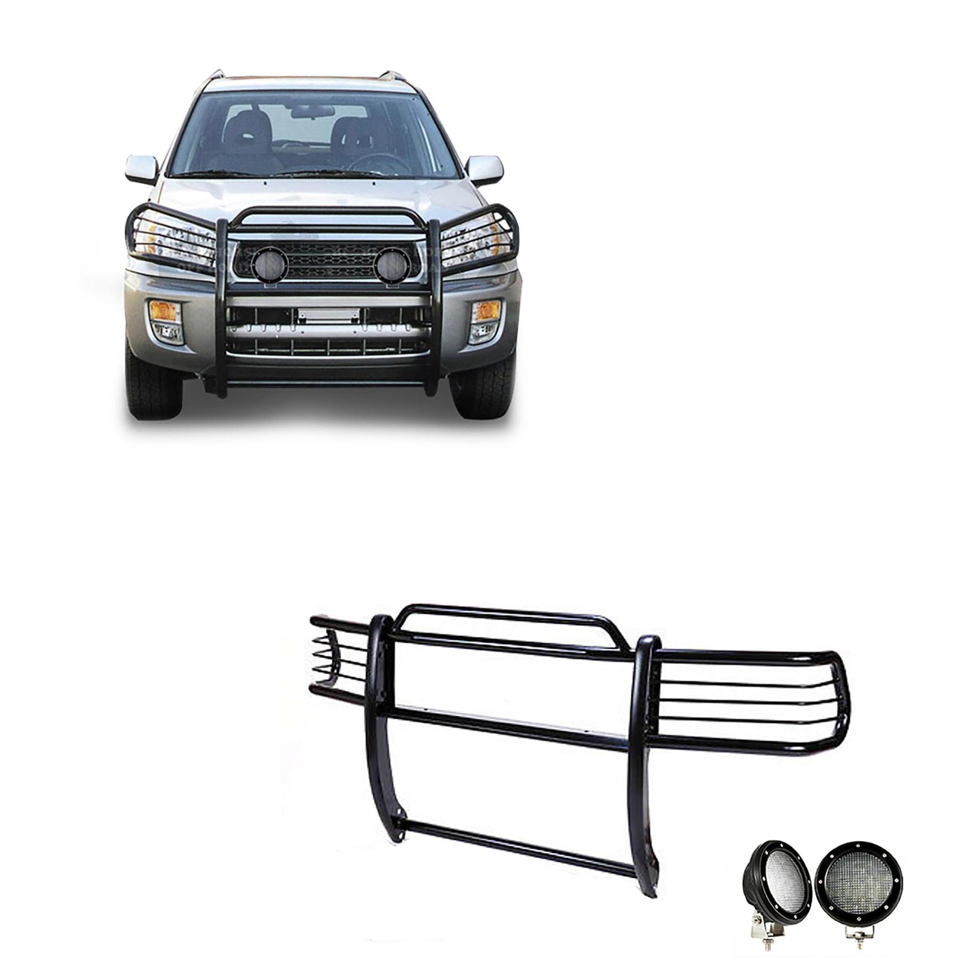 BLACK HORSE 17TH26MA-PLFB Grille brush Bumper Guard Modular Black Come with Pair of 5.3 INCH Dia.LED Lights with Black Trim Rings Compatible with 2001-2005 Toyota RAV4 - High quality product image showing BLACK HORSE 17TH26MA-PLFB Grille brush Bumper Guard Modular Black Come with Pair of 5.3 INCH Dia.LED Lights with Black Trim Rings Compatible with 2001-2005 Toyota RAV4 details and features