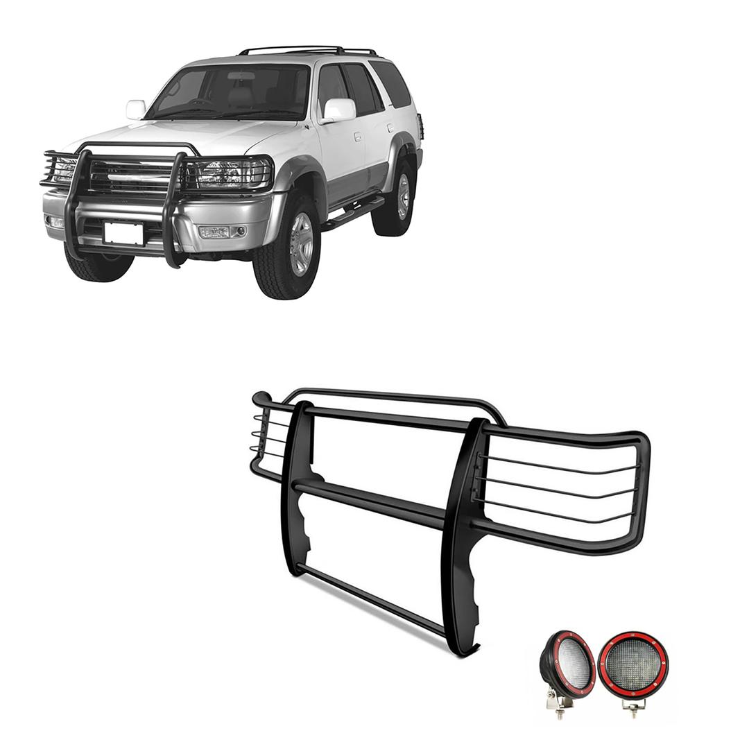 BLACK HORSE 17TN23MA-PLFR Grille brush Bumper Guard Modular Black Come With Pair of 5.3 INCH Dia.LED Lights with Red Trim Rings Compatible with 1999-2002 Toyota 4Runner - The Twister Group Tools product